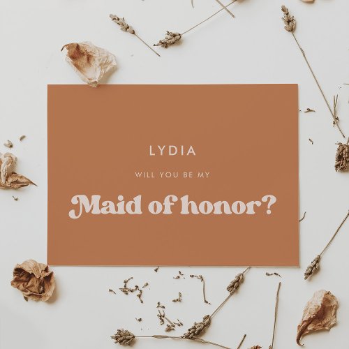 Stylish retro brown sugar Maid of honor card