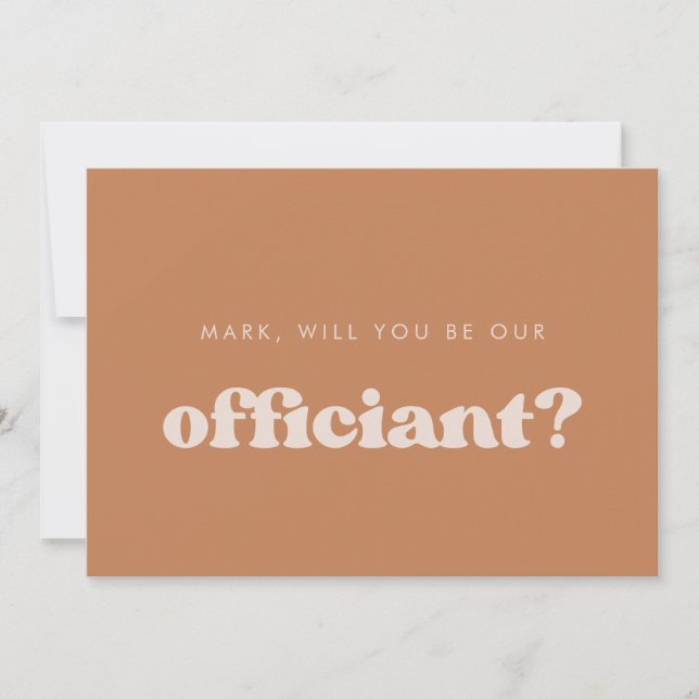 Stylish retro Brown sugar Officiant proposal card (Front)