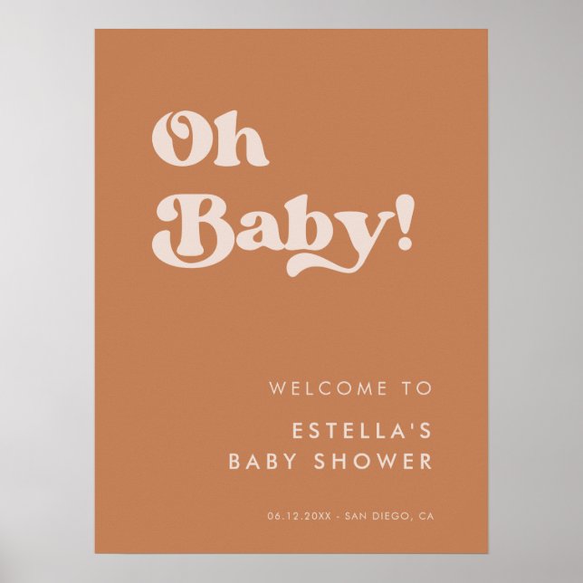 Stylish retro Brown sugar Oh Baby Poster (Front)