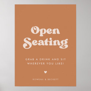 Stylish retro Brown sugar Open Seating Wedding Poster