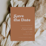 Stylish retro brown sugar save the date<br><div class="desc">A retro chic theme: adopt this slightly vintage and stylish typographic design for your wedding stationery,  with a burnt orange,  terracotta,  brown sugar & peach pink color theme. Fully customizable text,  colors and backgrounds.</div>
