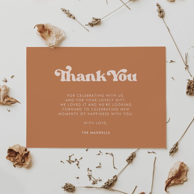 Stylish retro Brown sugar Thank You Card (Creator Uploaded)