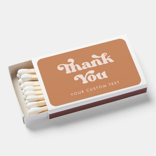Stylish retro Brown sugar Thank you Matchboxes (Front Open)