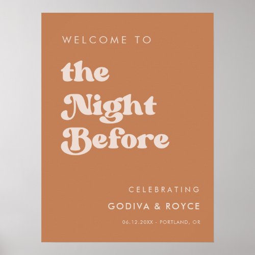 Stylish retro Brown sugar The Night before Welcome Poster