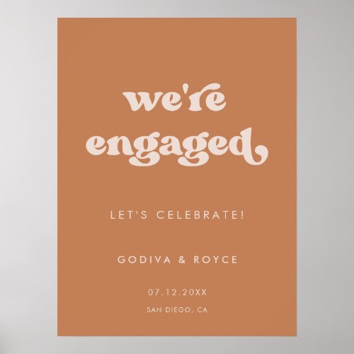 Stylish retro Brown sugar We are engaged Poster