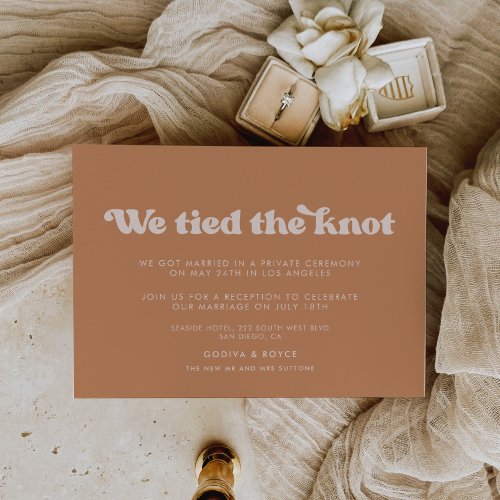 Stylish retro brown sugar We tied the knot card