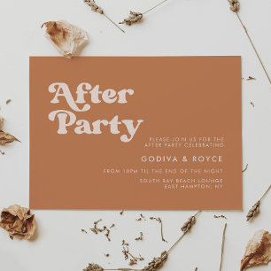 Stylish retro brown sugar Wedding After party Invitation