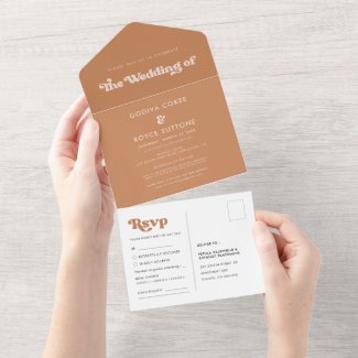 Unique Tri Fold Wedding Invitations with Postcard RSVP, minimalist