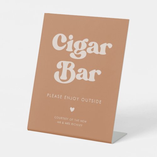 Stylish retro Brown sugar Wedding Cigar Bar Pedestal Sign