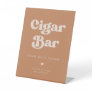 Stylish retro Brown sugar Wedding Cigar Bar Pedestal Sign