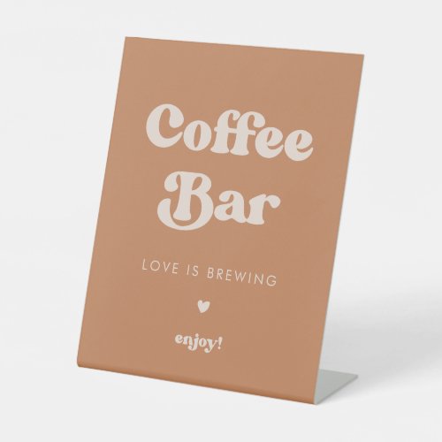 Stylish retro Brown sugar Wedding Coffee Bar Pedestal Sign