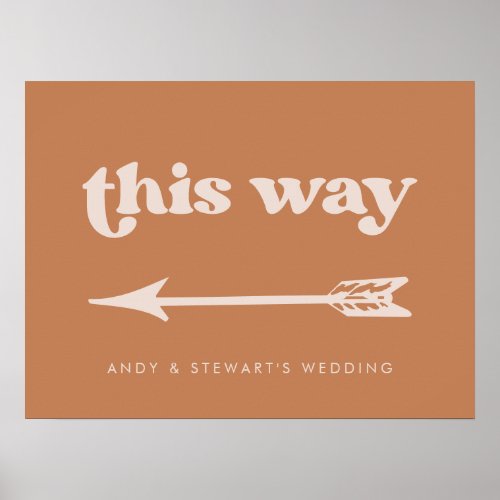 Stylish retro Brown sugar Wedding Direction Poster