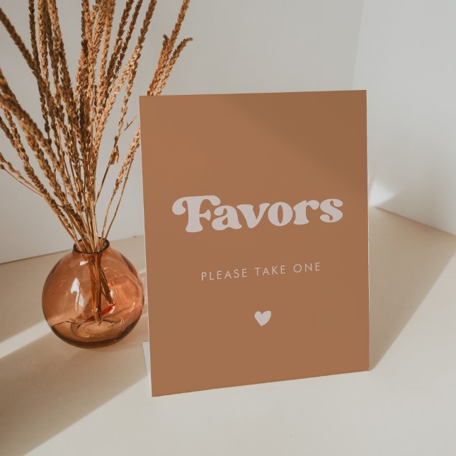 Stylish retro Brown sugar Wedding Favors Pedestal Sign (Creator Uploaded)
