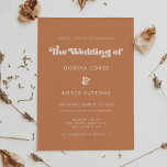 Stylish retro brown sugar wedding invitation<br><div class="desc">A retro chic theme: adopt this slightly vintage and stylish typographic design for your wedding stationery,  with a burnt orange,  terracotta,  brown sugar & peach pink color theme. Fully customizable text,  colors and backgrounds.</div>