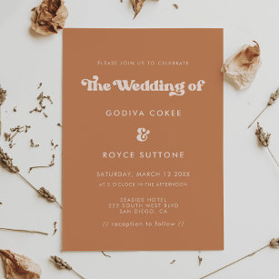 Stylish retro brown sugar wedding invitation