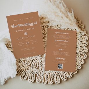 Stylish retro brown sugar wedding invitation