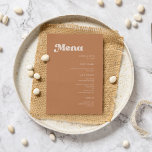 Stylish retro brown sugar wedding menu<br><div class="desc">A retro chic theme: adopt this slightly vintage and stylish typographic design for your wedding stationery,  with a burnt orange,  terracotta,  brown sugar & peach pink color theme. Fully customizable text,  colors and backgrounds.</div>