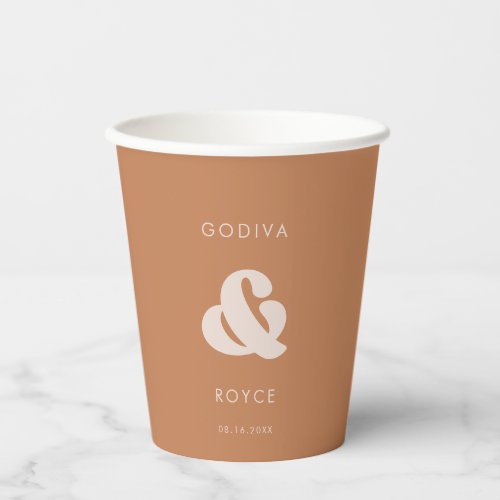 Stylish retro Brown sugar Wedding Paper Cups