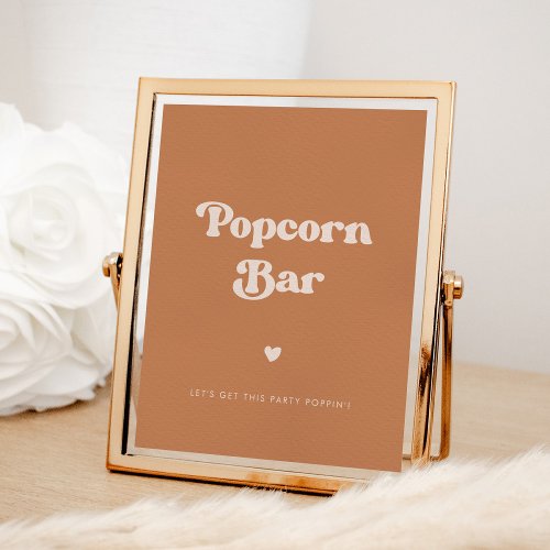 Stylish retro Brown sugar Wedding Popcorn bar sign