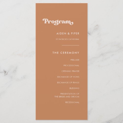 Stylish retro brown sugar wedding program