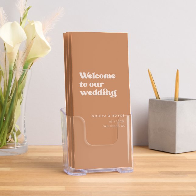 Stylish Retro Brown Sugar Wedding Program Trifold  Brochure (Insitu)