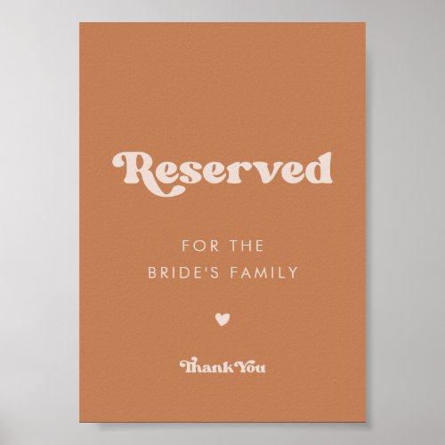 Stylish retro Brown sugar Wedding Reserved sign