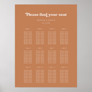Stylish retro brown sugar wedding seating chart