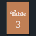 Stylish retro brown sugar wedding table number<br><div class="desc">A retro chic theme: adopt this slightly vintage and stylish typographic design for your wedding stationery,  with a burnt orange,  terracotta,  brown sugar & peach pink color theme. Fully customizable text,  colors and backgrounds.</div>