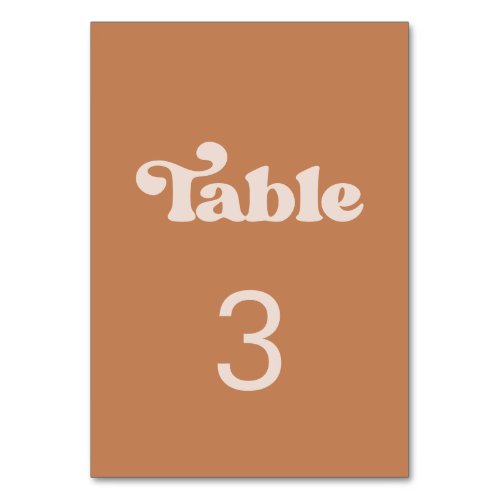 Stylish retro brown sugar wedding table number