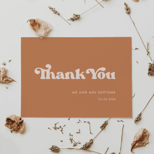 Stylish retro brown sugar wedding thank you card