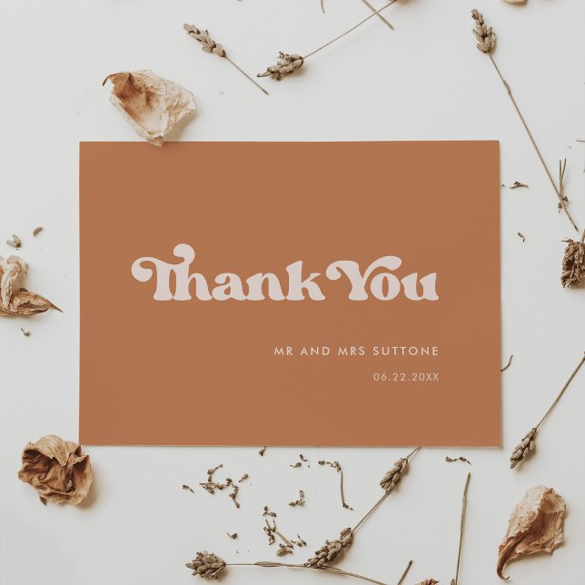 Stylish retro brown sugar wedding thank you card (Creator Uploaded)