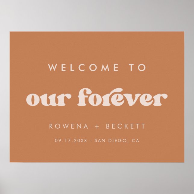 Stylish retro Brown sugar Welcome to our Forever Poster (Front)