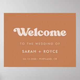 Stylish retro Brown sugar Welcome to our wedding Poster