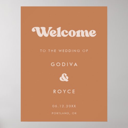 Stylish retro Brown sugar Welcome to our wedding Poster