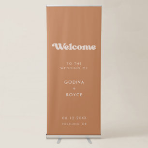 Stylish retro brown sugar Welcome to our wedding Retractable Banner