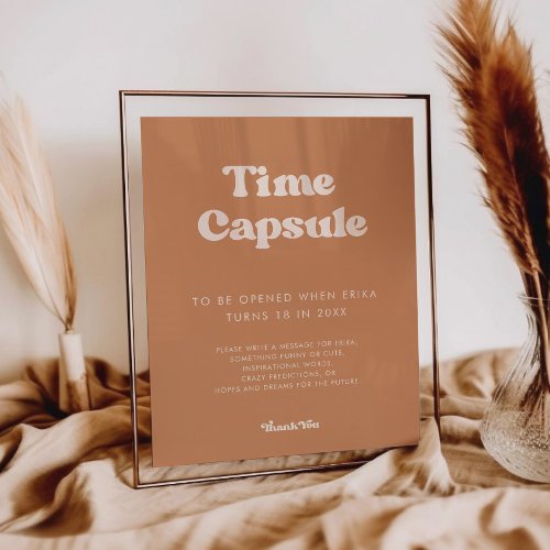 Stylish retro Brown Time capsule 1st Birthday sign