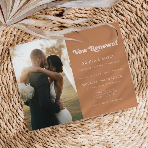 Stylish retro Brown We still do Vow renewal photo Invitation