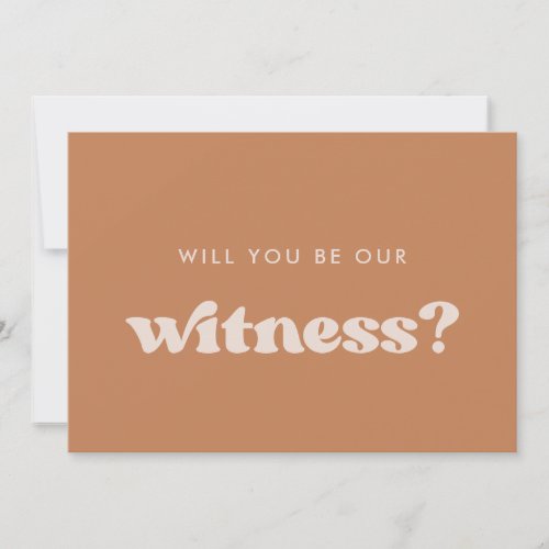 Stylish retro Brown Will you be our witness card