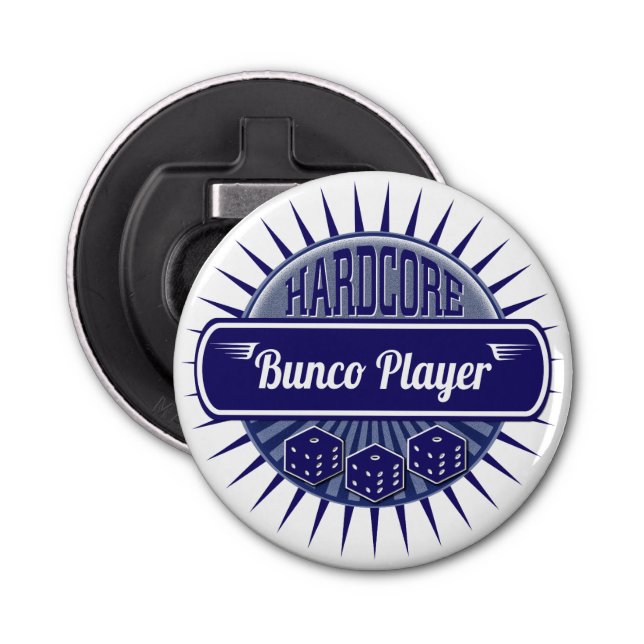 Stylish Retro Bunco Player Lucky Dice Blue Bottle Opener (Front)