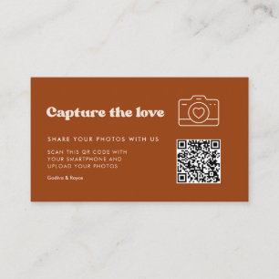 Stylish retro Burnt Orange Capture the love Enclosure Card
