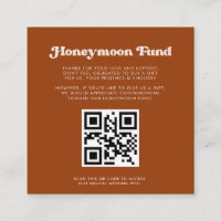 Stylish retro Burnt Orange Honeymoon fund QR code