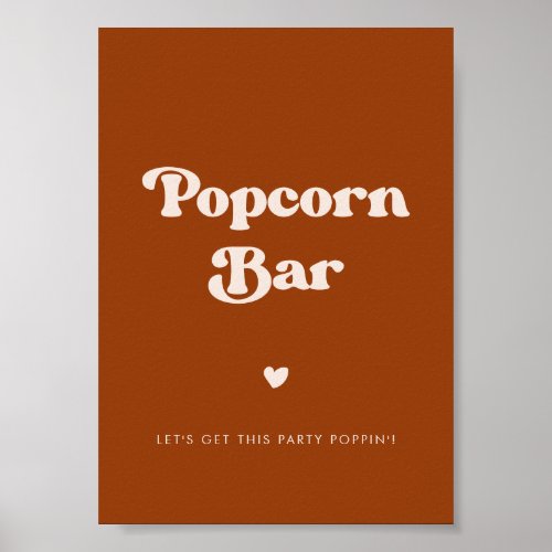 Stylish retro Burnt Orange Popcorn bar sign