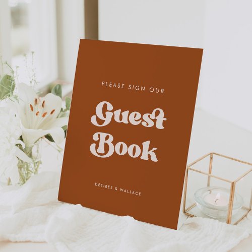 Stylish retro Burnt Orange Sign our Guestbook