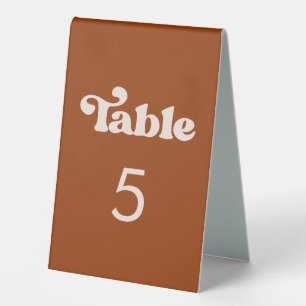 Stylish retro burnt orange Table number Table Tent