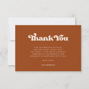 Stylish retro Burnt Orange Thank You Card