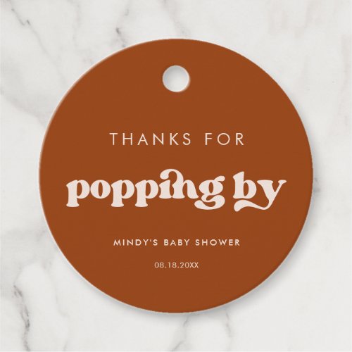 Stylish retro Burnt Orange Thanks for popping by Favor Tags