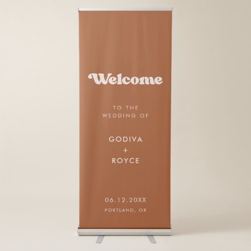 Stylish retro burnt orange Welcome to our wedding Retractable Banner