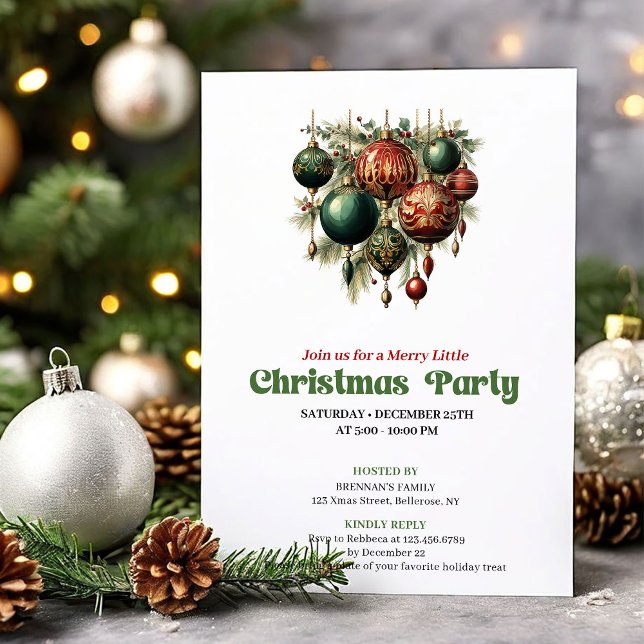 Stylish retro Christmas decoration party invite (Stylish retro Christmas decoration party invite)