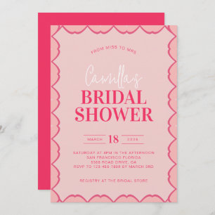 Stylish Retro Colorful Red and Pink Bridal Shower Invitation