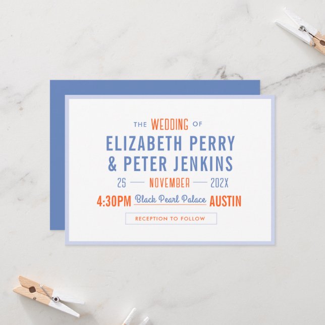 Stylish Retro Colorful Wedding Invitation (Front/Back In Situ)